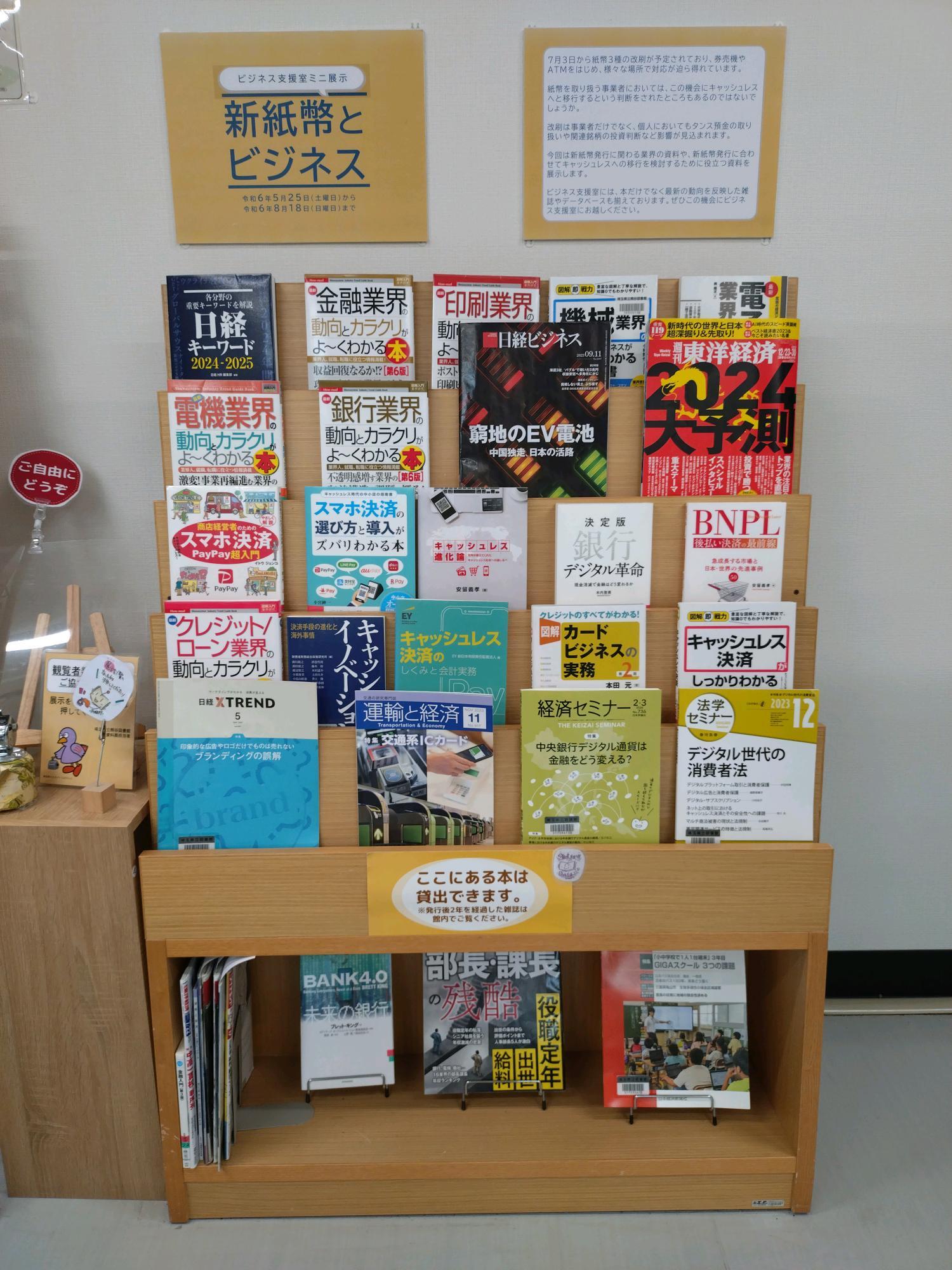 ミニ展示「新紙幣とビジネス」の様子
